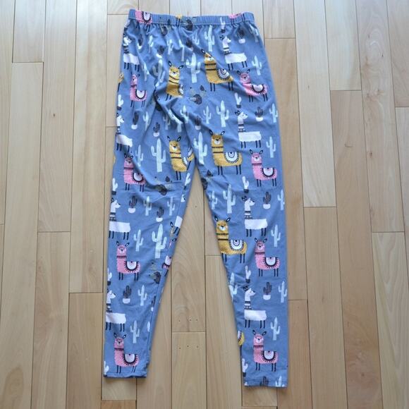 Llama Leggings Plus Size (Women's) Blue Yellow and White Soft Leggings - Picture 2 of 4